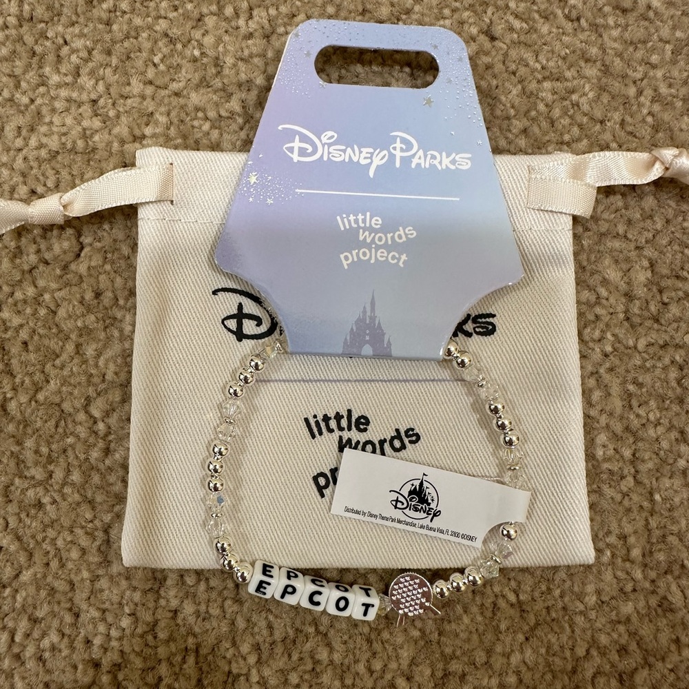 Disney Parks Epcot Silver and Crystal Beaded Bracelet